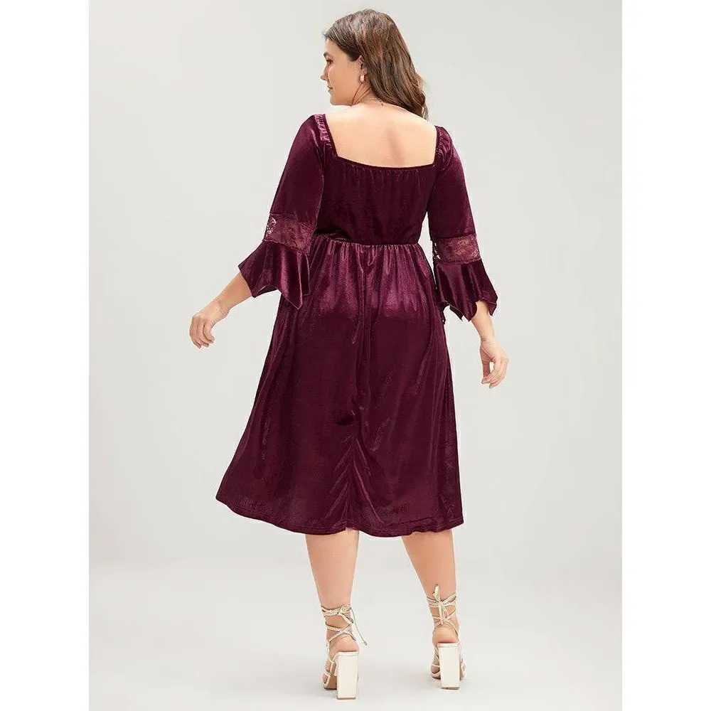 Bloomchic Halloween Velvet Bell Sleeve Dress - Picture 4 of 10